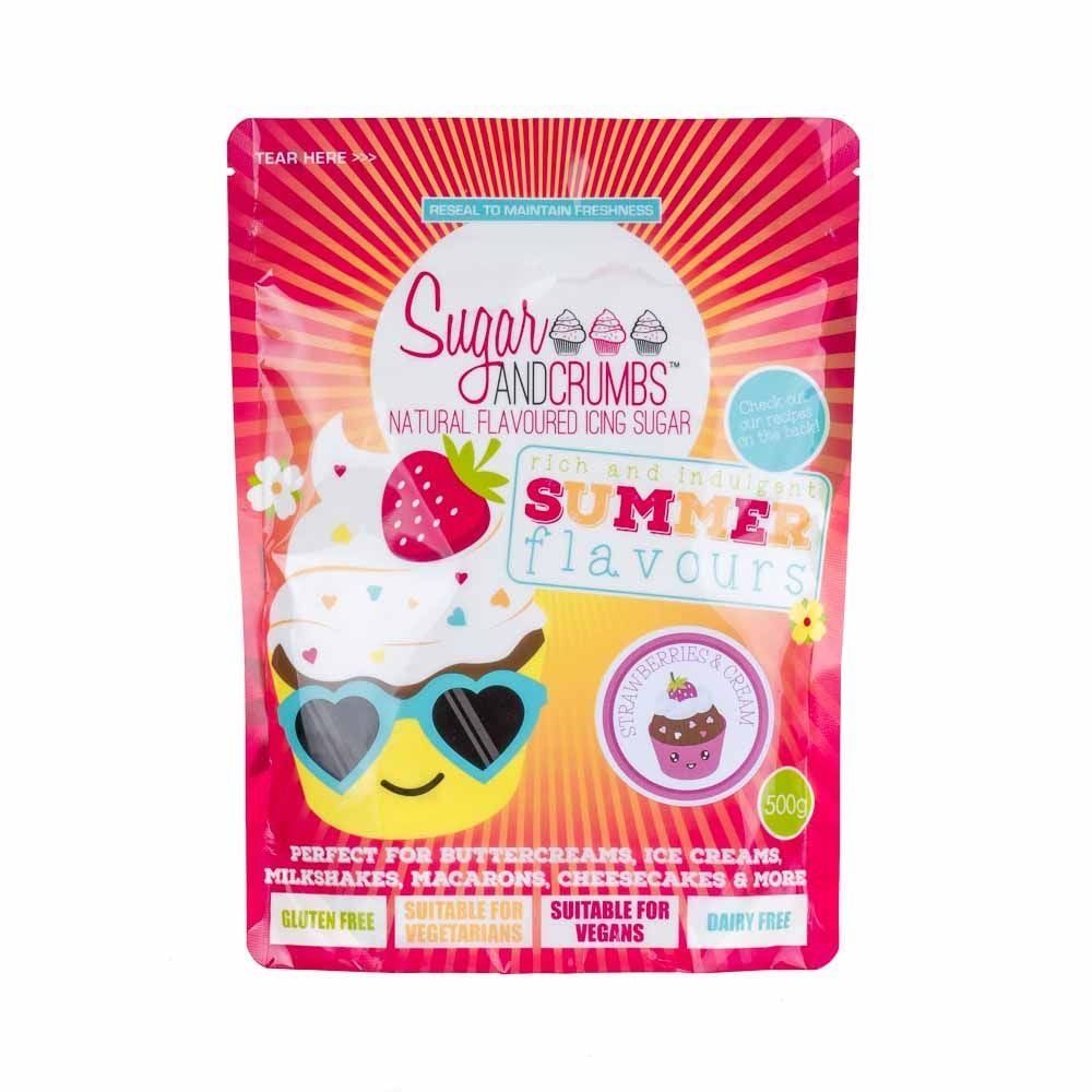 Sugar and Crumbs STRAWBERRIES & CREAM 500g natural flavoured icing sugar