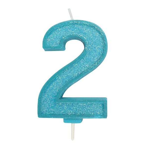 CANDLE-NUMERAL-BLUE SPARKLE-2-70mm