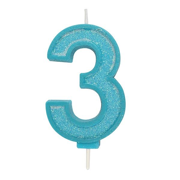 CANDLE-NUMERAL-BLUE SPARKLE-3-70mm