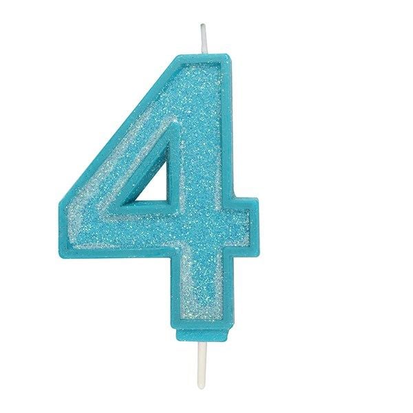 CANDLE-NUMERAL-BLUE SPARKLE-4-70mm