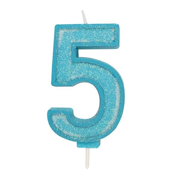 CANDLE-NUMERAL-BLUE SPARKLE-5-70mm
