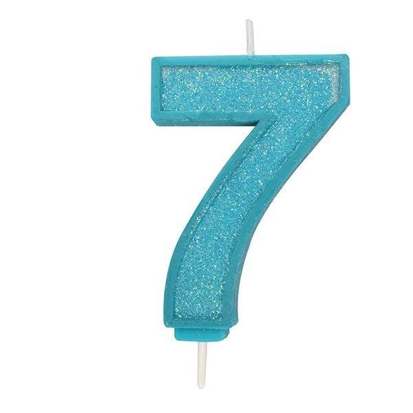 CANDLE-NUMERAL-BLUE SPARKLE-7-70mm