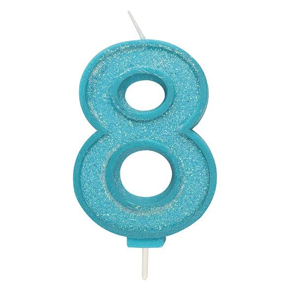 CANDLE-NUMERAL-BLUE SPARKLE-8-70mm