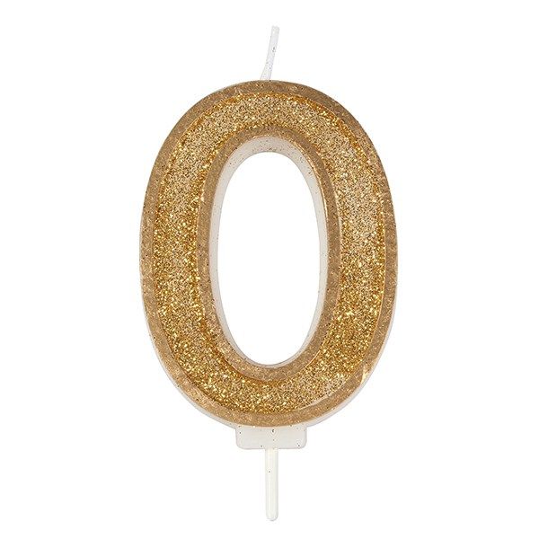 CANDLE-NUMERAL-GOLD SPARKLE-0-70mm