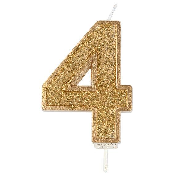 CULPITT: CANDLE-NUMERAL-GOLD SPARKLE-4-70mm - PACK OF 1. 613824  