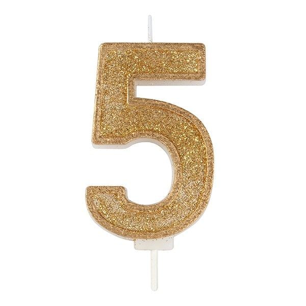 CULPITT: CANDLE-NUMERAL-GOLD SPARKLE-5-70mm