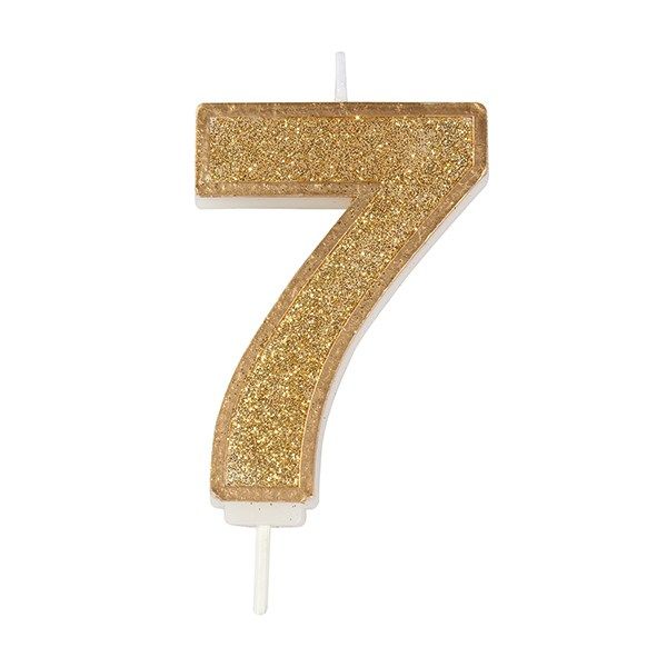 CULPITT: CANDLE-NUMERAL-GOLD SPARKLE-7-70mm