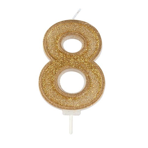 CULPITT: CANDLE-NUMERAL-GOLD SPARKLE-8-70mm