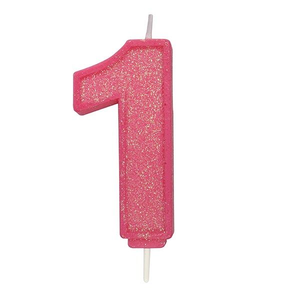 CULPITT: CANDLE-NUMERAL-PINK SPARKLE-1-70mm