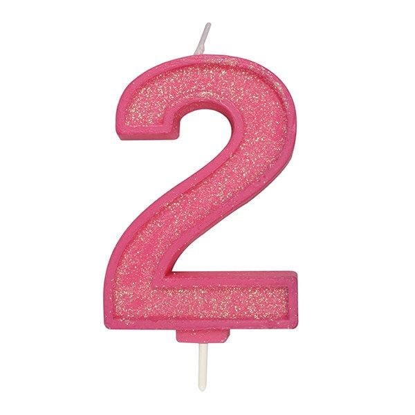 CULPITT: CANDLE-NUMERAL-PINK SPARKLE-2-70mm