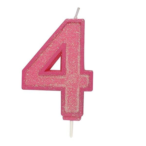 CULPITT: CANDLE-NUMERAL-PINK SPARKLE-4-70mm