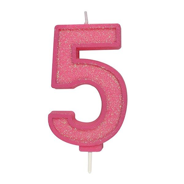CULPITT: CANDLE-NUMERAL-PINK SPARKLE-5-70mm
