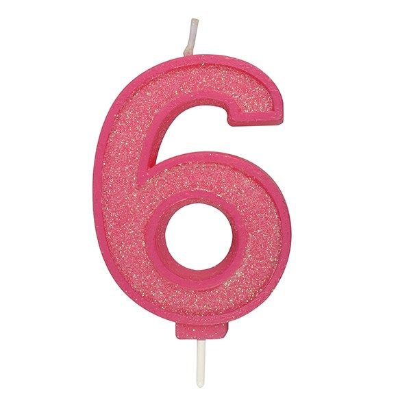 CULPITT: CANDLE-NUMERAL-PINK SPARKLE-6-70mm