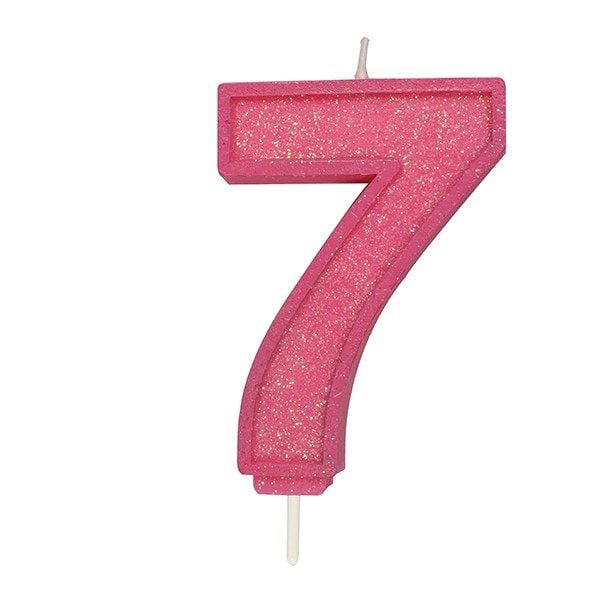 CULPITT: CANDLE-NUMERAL-PINK SPARKLE-7-70mm