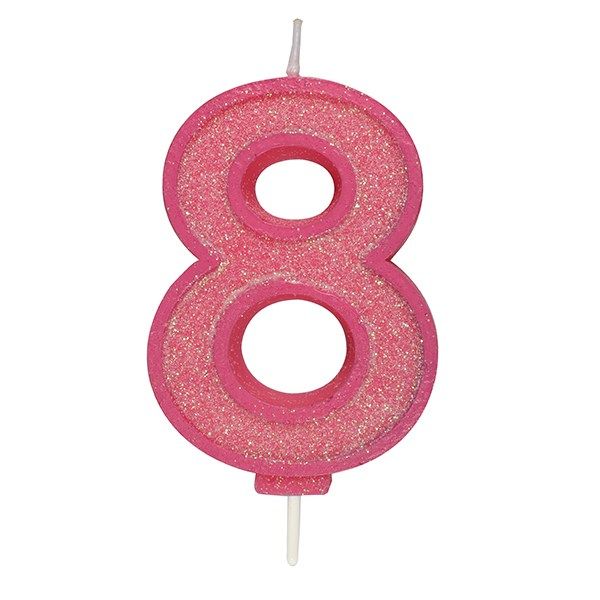 CULPITT: CANDLE-NUMERAL-PINK SPARKLE-8-70mm