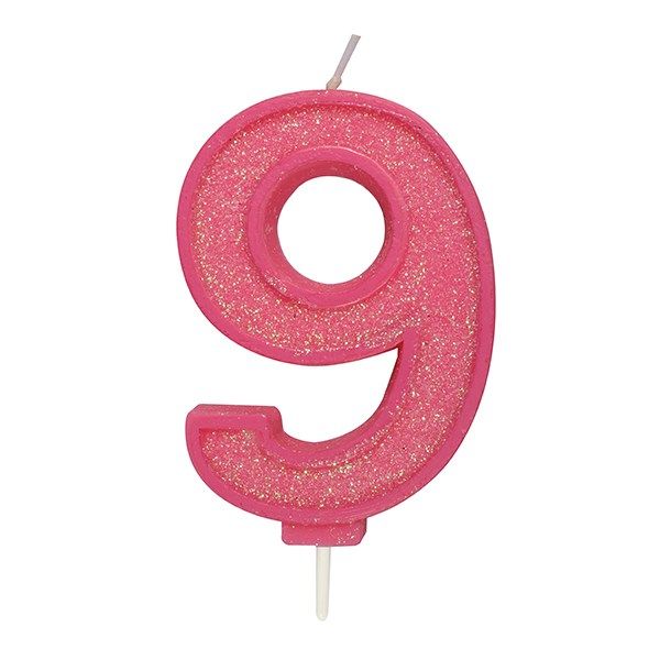 CULPITT: CANDLE-NUMERAL-PINK SPARKLE-9-70mm