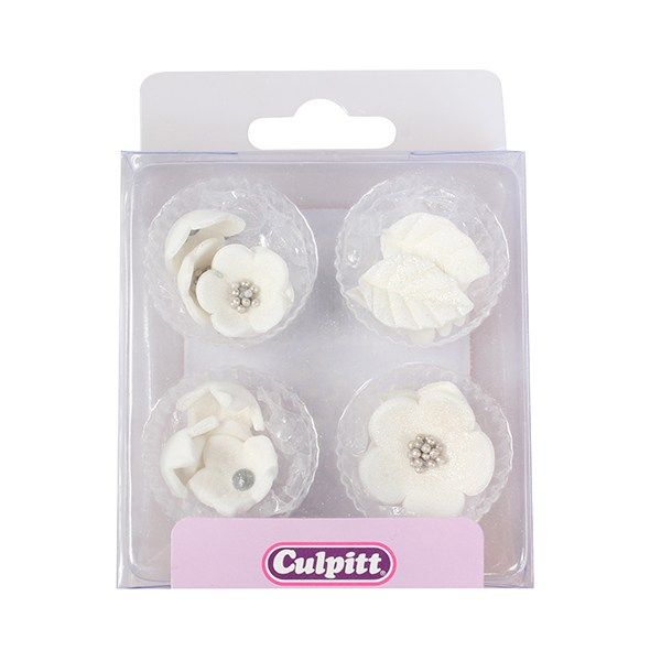 CULPITT: SUGARDEC-FLOWER & LEAVES-WHTE LSTR-16PCE