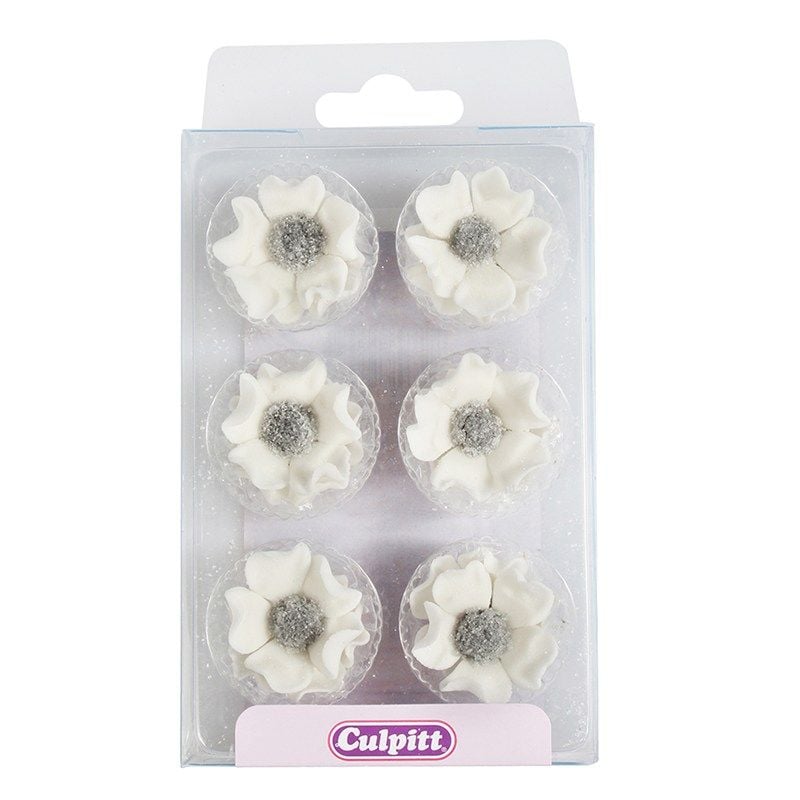 CULPITT: SUGARDEC-PIPING-ANEMONE-WHI-12PC-RP-28mm