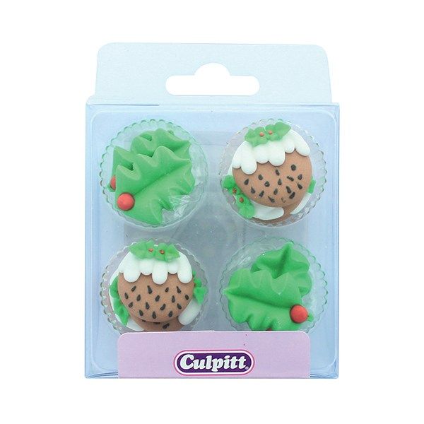 CULPITT: SUGARDEC-PIPING-XMAS HOLLY & PUD-RP-25mm
