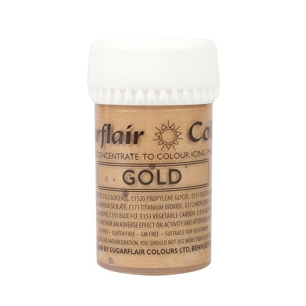 SUGARFLAIR: COLOUR-SATIN PASTE-GOLD-NEW IMPROVED-25g
