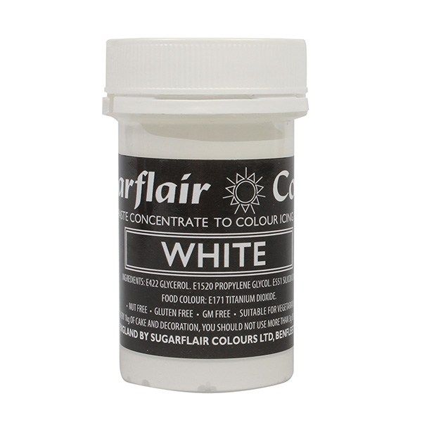 SUGARFLAIR: COLOUR-PASTEL PASTE-WHITE-25g