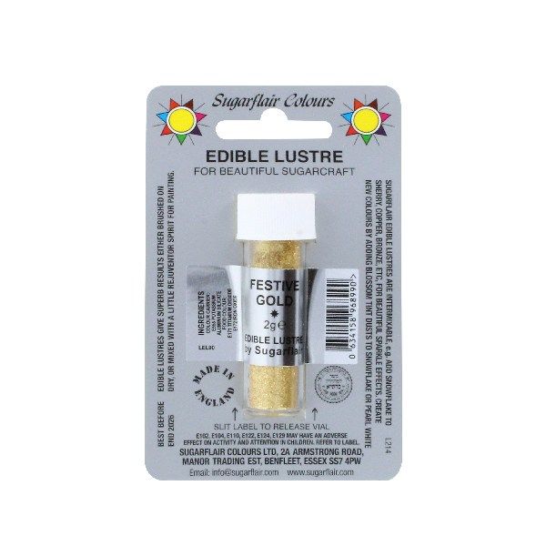 COLOUR-SUGARFLAIR-LUSTRE-FESTVE GLD-2ml