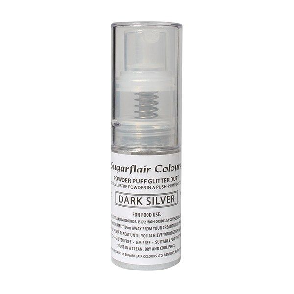  Sugarflair Powder Puff Glitter Dust Spray - Dark Silver 10g. 54511