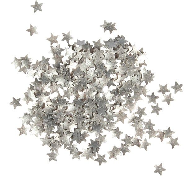 EDIBLE-SUGARFLAIR-STARS-METALLIC SILV-3g
