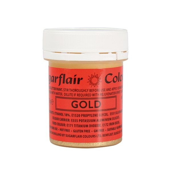 COLOUR-SUGARFLAIR-GLITTER PAINT-GOLD-35g