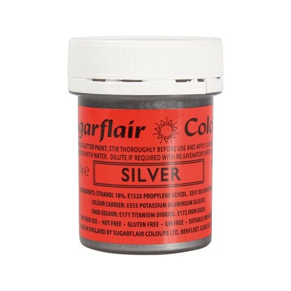 COLOUR-SUGARFLAIR-GLITTER PAINT-SILV-35g