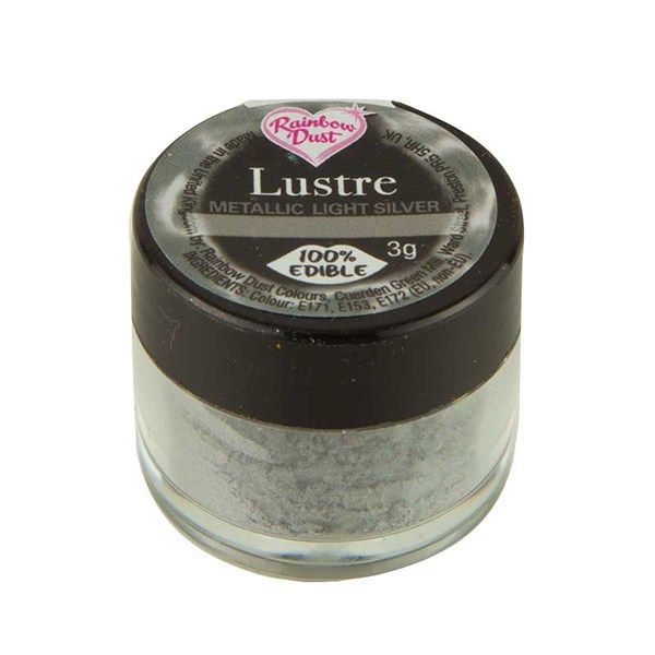  Rainbow Dust Edible Silk Range - Metallic Light Silver - Loose Pot. 850112  
