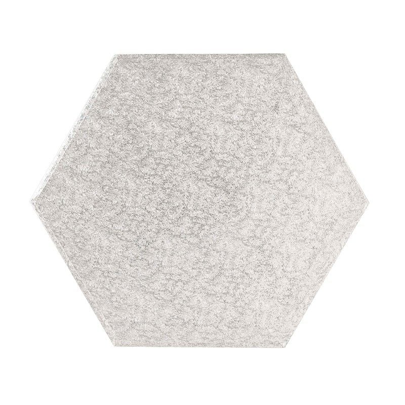 CULPITT 10" (254mm) Cake Board Hexagonal Silver Fern - PACK OF 5. HEX10  
