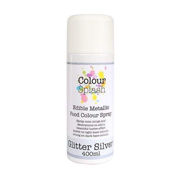 Colour Splash Edible Food Colour Spray Metallic Glitter Silver 400ml. 75029  