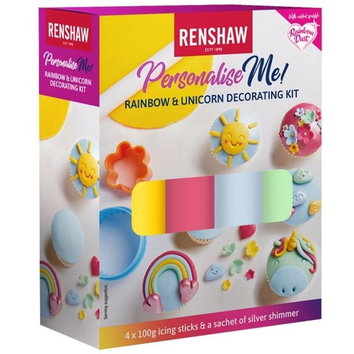  Renshaw - Multipack -Rainbow & Unicorn Decorating Kit - 4 X 100g & 2g Shimmer - Single. 606078  