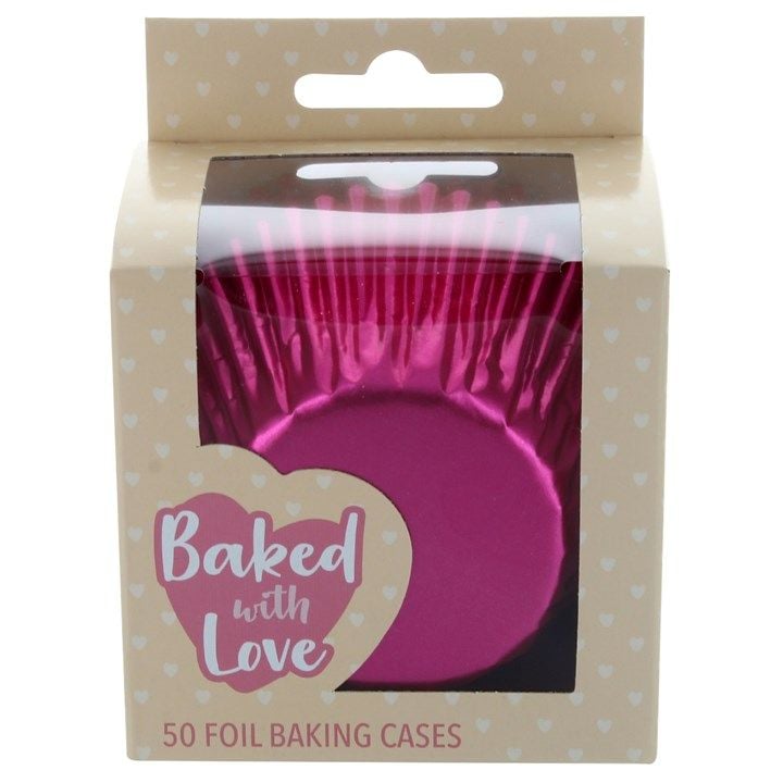 Baked With Love Pink Foil Baking Cases - 50 Pack - Box of 6