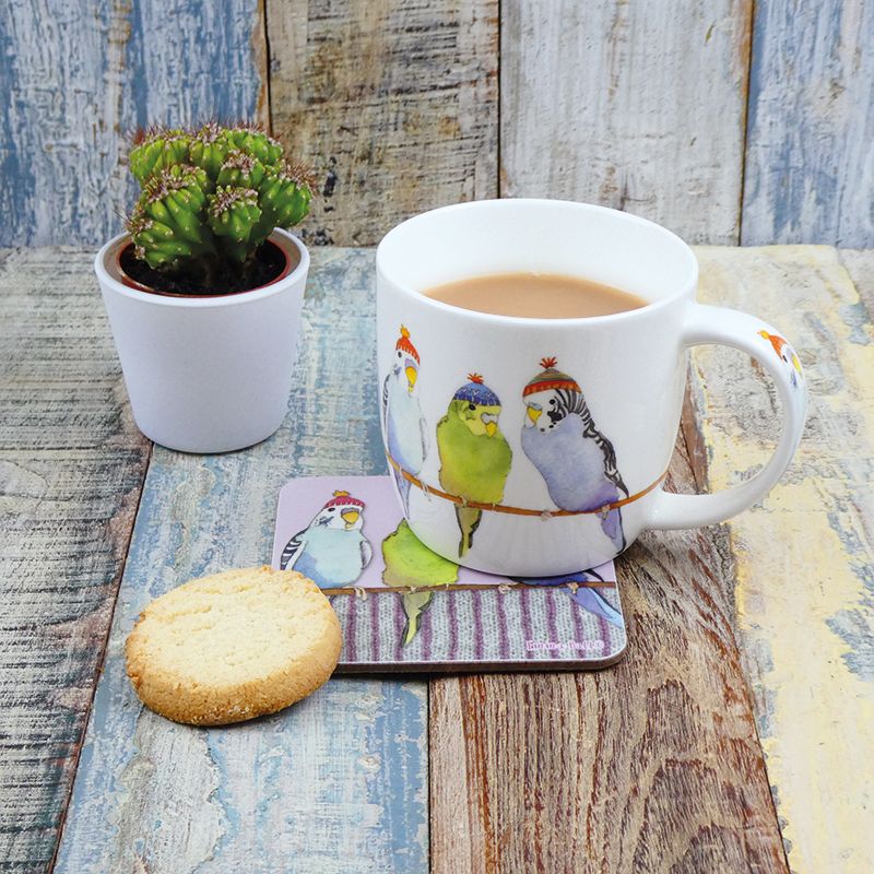 Fine Bone China Mug In A Printed Gift Box Budgies