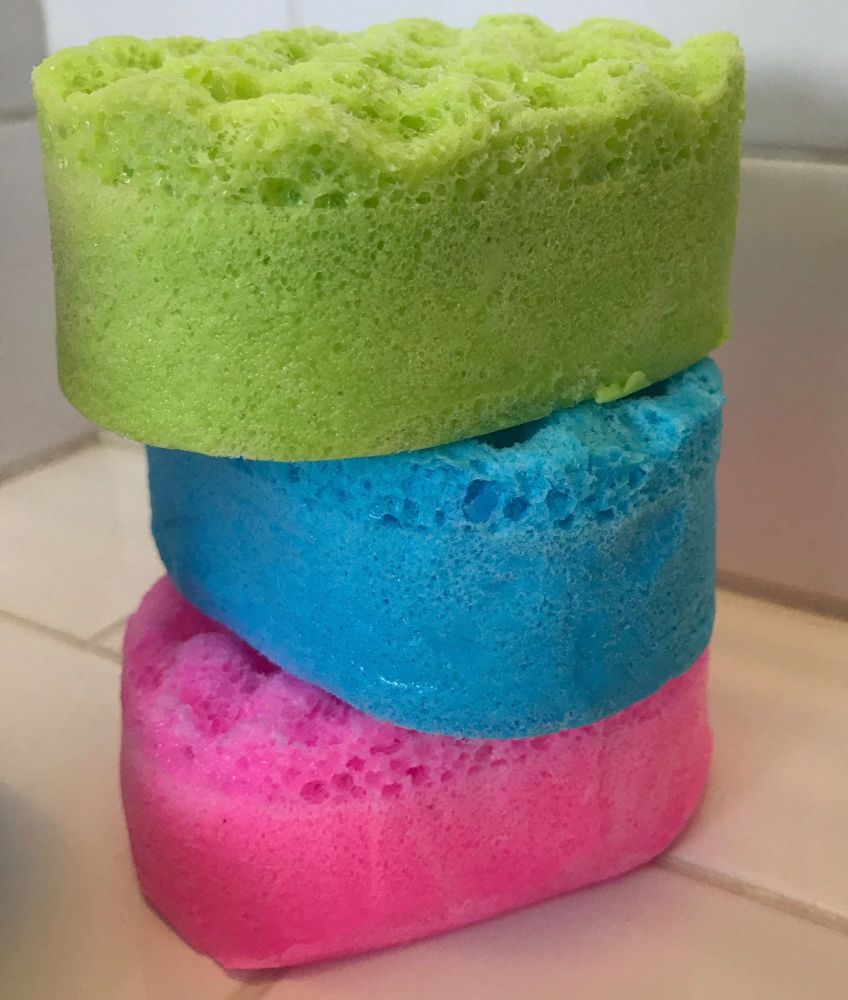 50 x  Individual  SMALL exfoiliating Soap Sponges - random fragrances