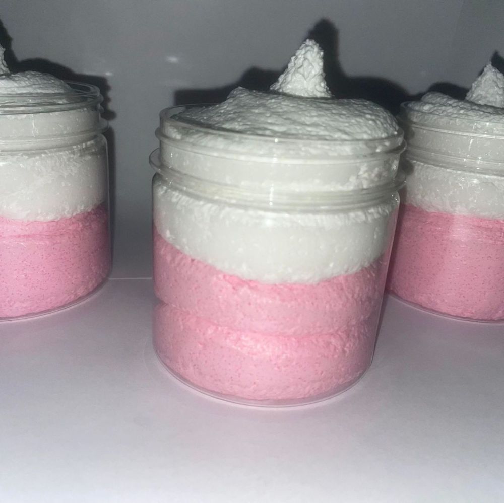 6 x LARGE Sugar Scrub in our new Black Lid Luxurious Tub in Strawberry Two Tone