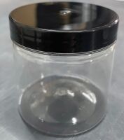 250ml Clear PET Tub with Black 70mm lid - complete set (perfect for shower whips, scrubs, wax melts)