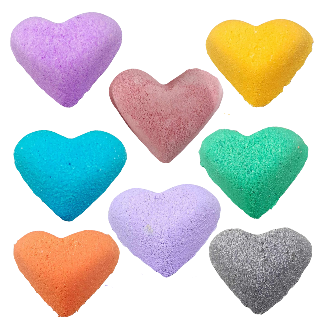 * 6 x bags of mini heart bath bombs (6 hearts to each bag) in your choice of fragrance