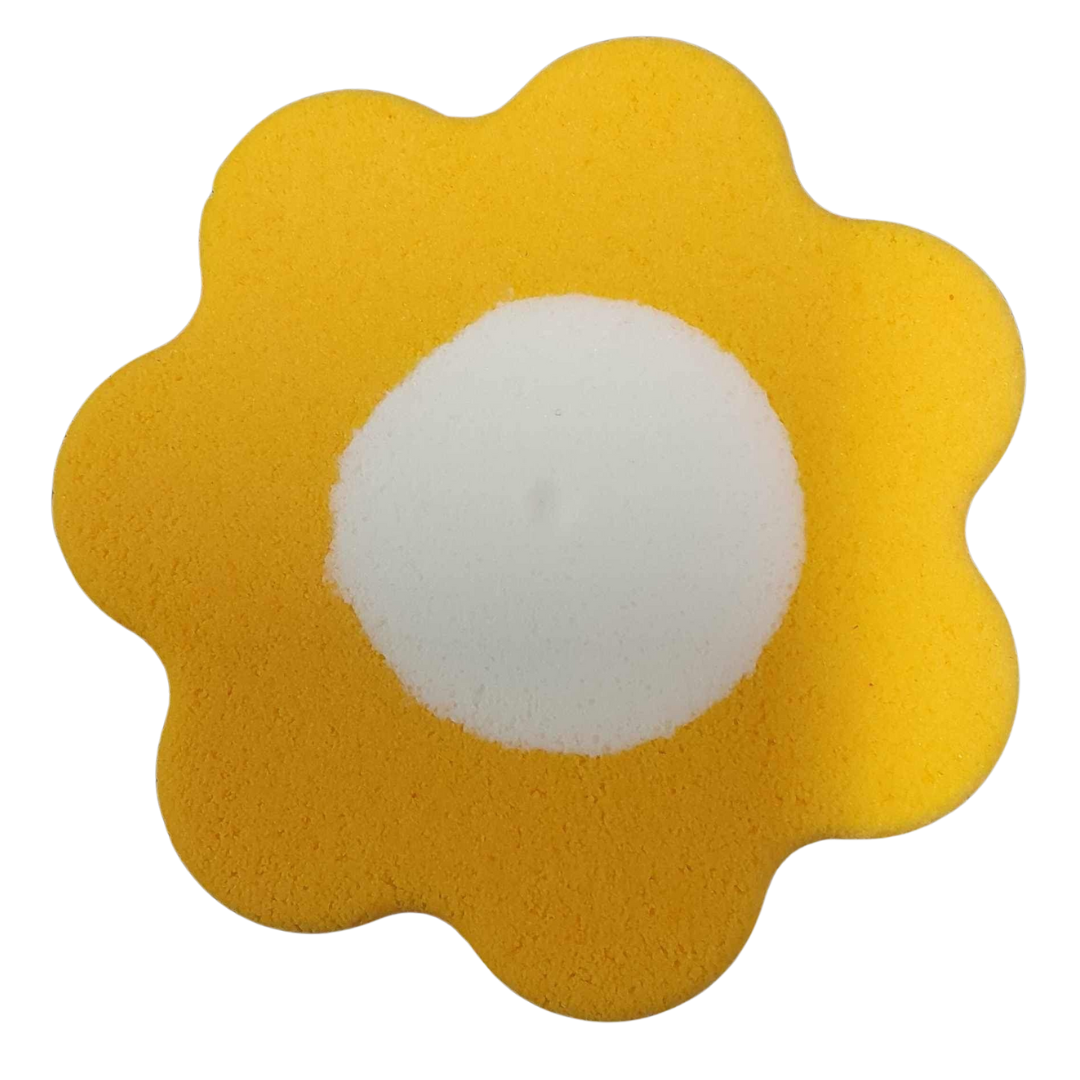 6 x Petal Mega Flower Bath Bombs - Yellow Flower with a white centre
