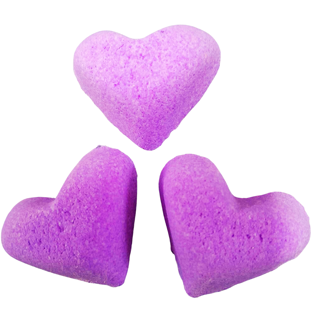 6 x bags of mini heart bath bombs (6 hearts to each bag) In Midnight Orchid