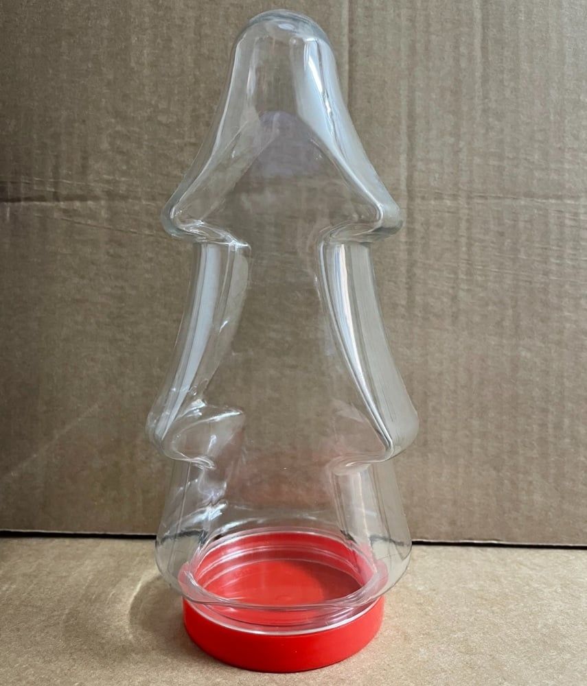 10 x 630ml plastic Christmas Tree Jar with red lid