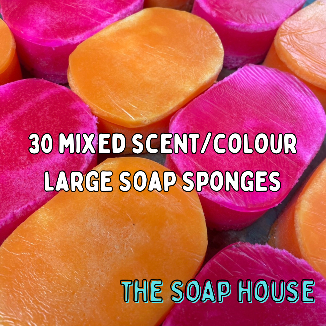 * 30 Mixed Large Soap Sponges - variety of scents and colours