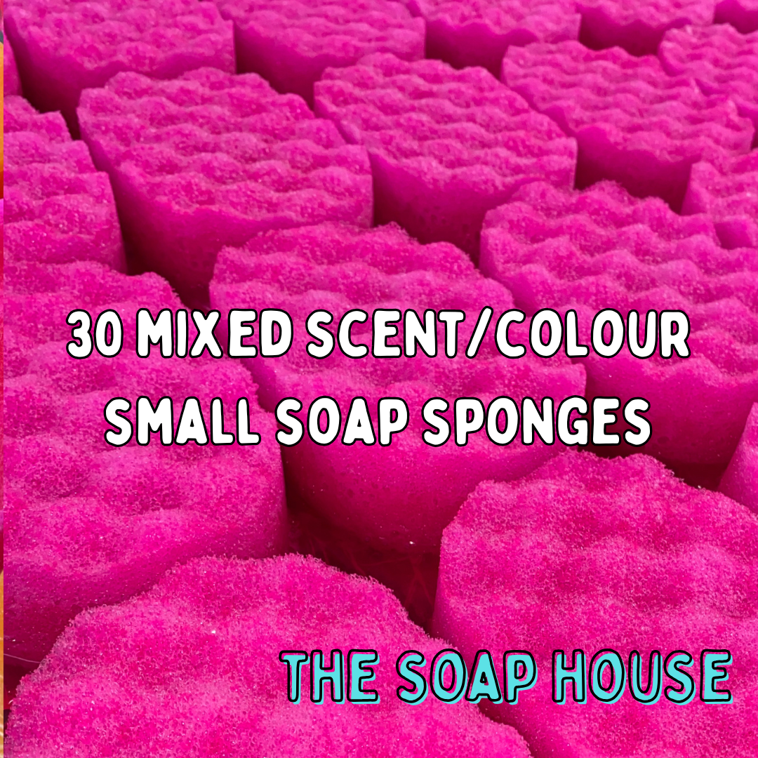 * 30 Mixed Small Soap Sponges - variety of scents and colours
