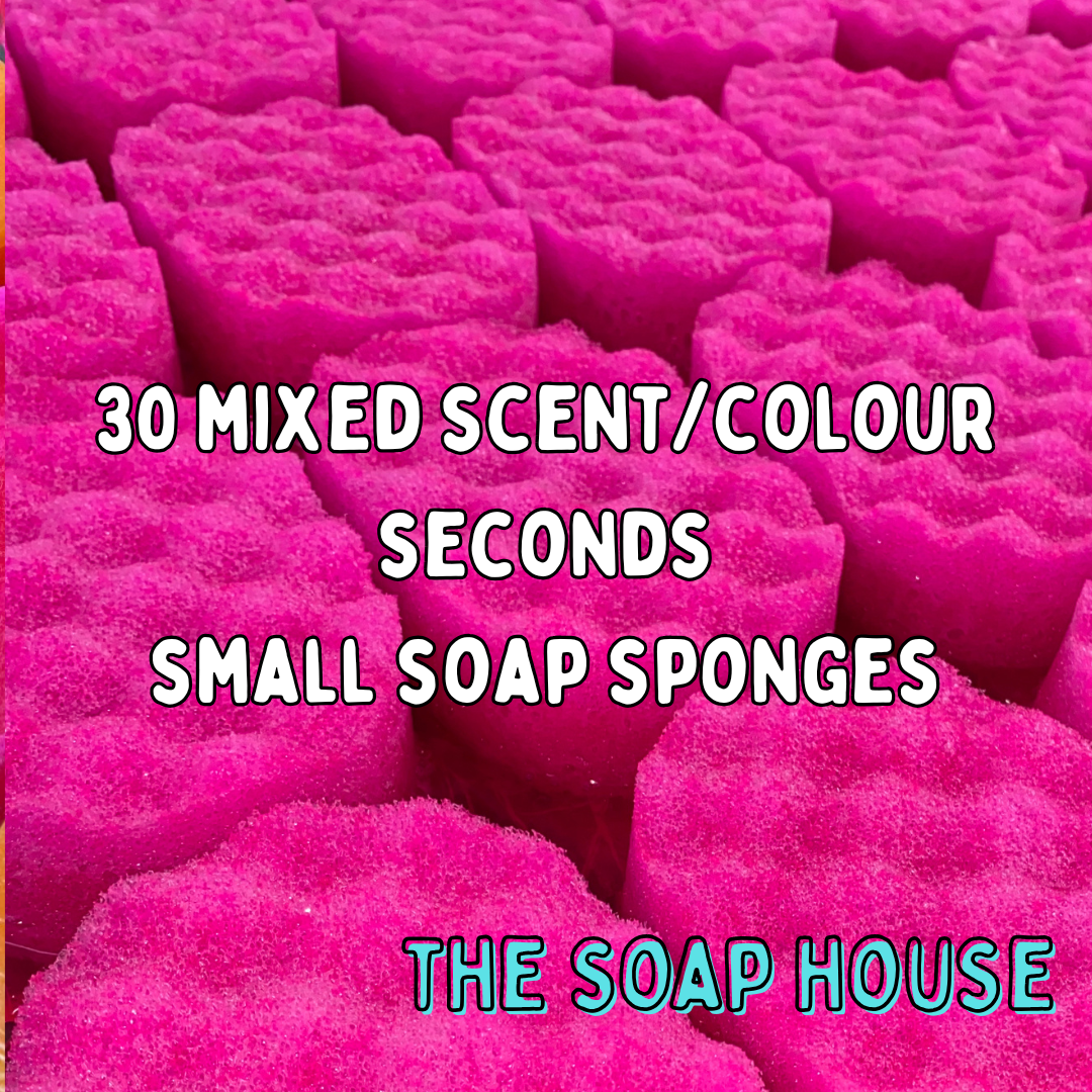 * 30 Mixed Small Soap Sponges - variety of scents and colours SECONDS