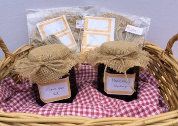 6 x hessian PACK includes jar labels & twine