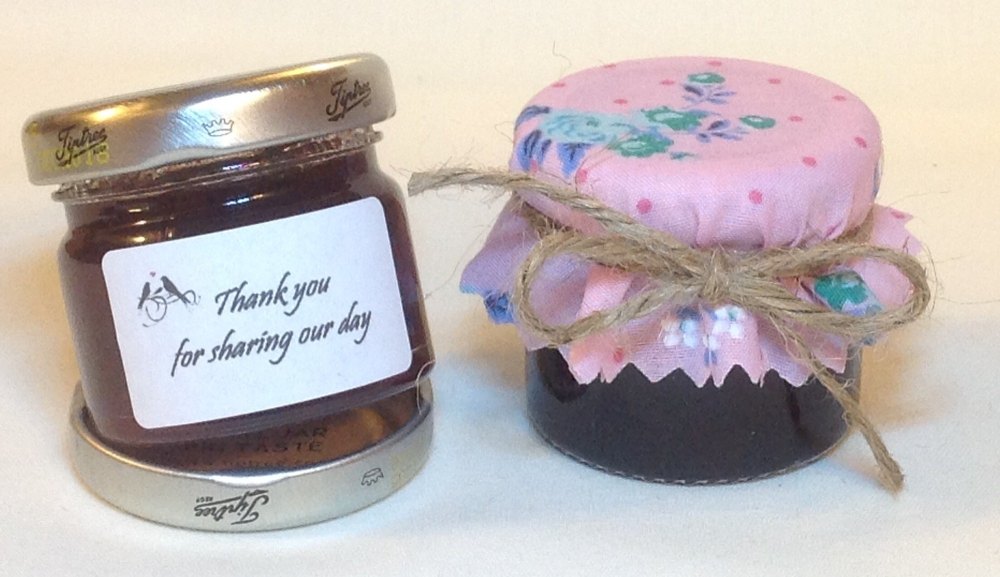 FABRIC JAM TOPS wedding favours will fit 1oz 1.5oz 45g jars x 50
