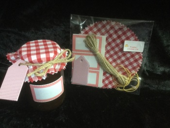 6x gingham RED with matching tags, twine and labels