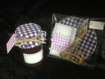 6x gingham PURPLE with matching tags, twine and labels